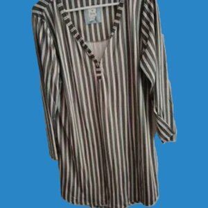 Stripped womens pajama top.  Comfortable, easy to wear, washes beautifully.
